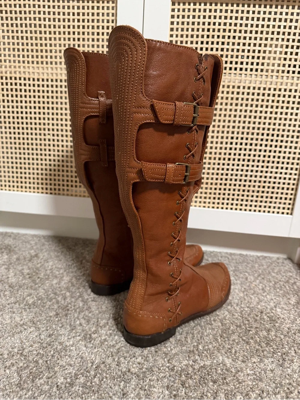 Alexander McQueen Vintage Tall Tan Leather boots Y2K